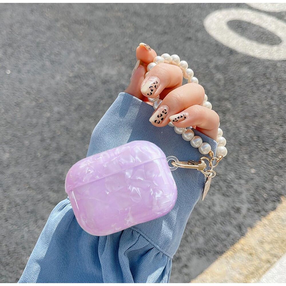 Title Glitter AirPods Pro Case (2nd/1st Gen) - Purple Shell Pattern w/ Keychain